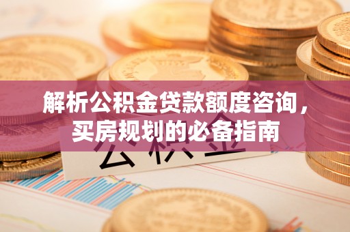 赣榆解析公积金贷款额度咨询，买房规划的必备指南